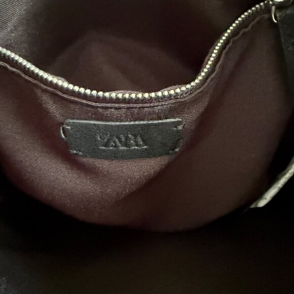 Zara Black Shoulder Bag Studded Design 10"x12"x3" Faux Suede Tote Purse Studs - Picture 7 of 12